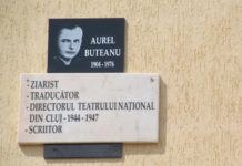 Placă din marmură în memoria lui Aurel Buteanu