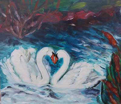 expozitie-2-gelu Pictură de Olimpia Mureșan din Satulung, continuatoarea școlii de pictură naivă, deschizător de drum fiind Ioan Buciuman Spiridon