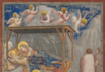 Naşterea lui Isus, frescă de Giotto di Bondone, se găseşte în biserica Scrovegni din Padova, Italia