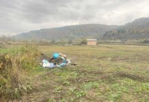 Deșeuri provenite din cimitir, aruncate ilegal lângă stadionul din Strâmtura