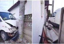 S-a urcat băut la volan și a distrus gardul și poarta unei case